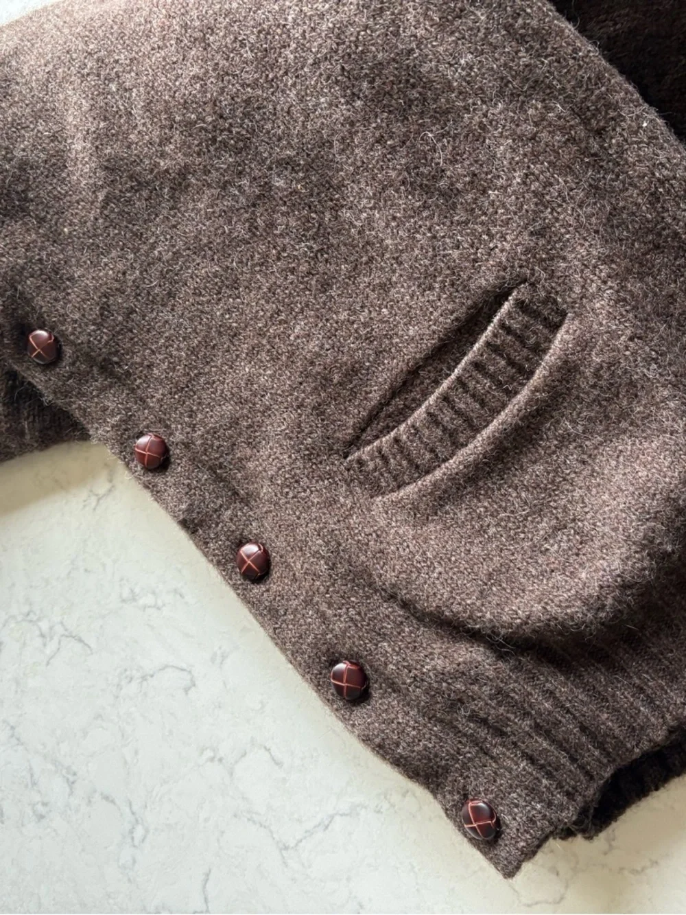 Vintage Eddie Bauer Men's Brown Shawl Collar Wool Cardigan like new - Picture 7 of 9